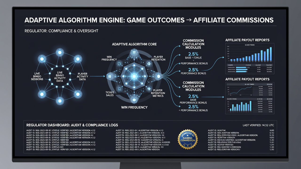 Regulatory compliance dashboard showing real-time links between bingo outcomes and affiliate payments