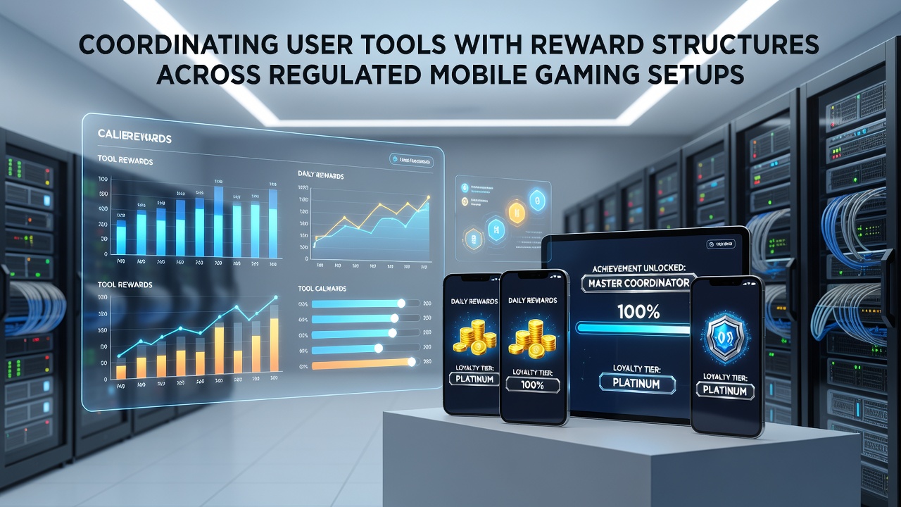 Mobile gaming interface showing integrated reward tracking and user management tools on a regulated platform