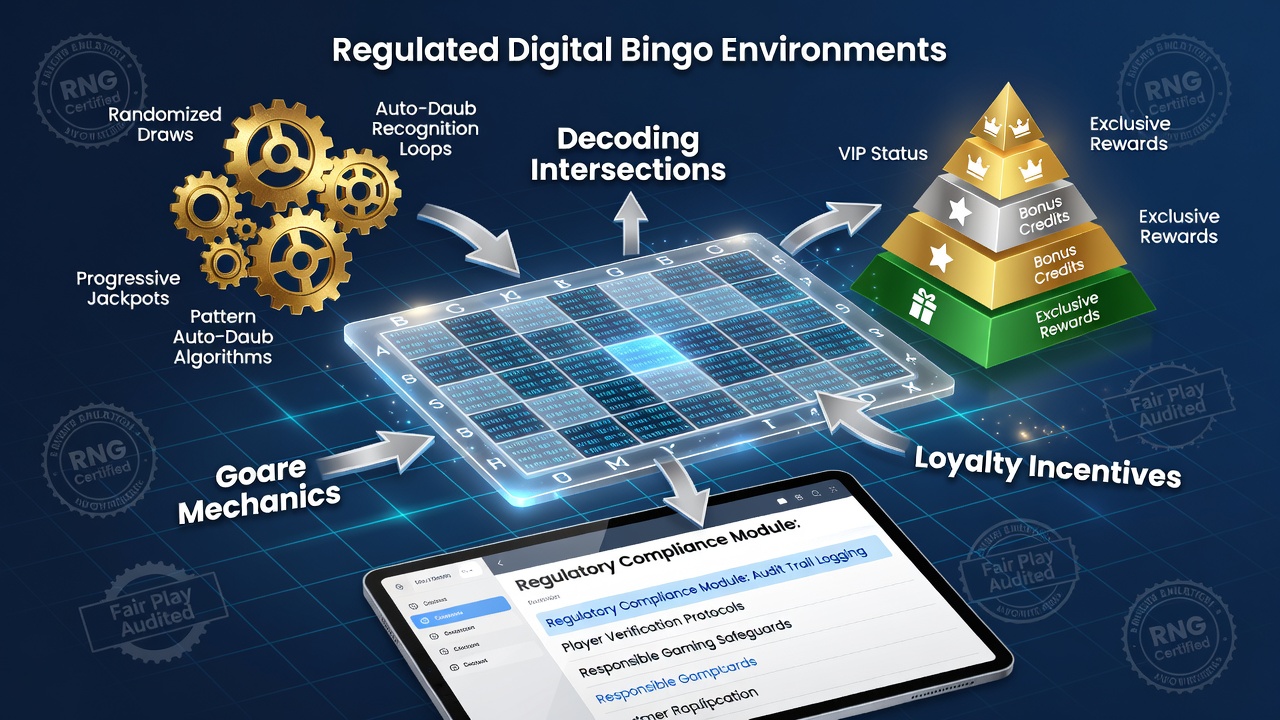 Digital bingo interface showing game mechanics and player loyalty dashboard integration