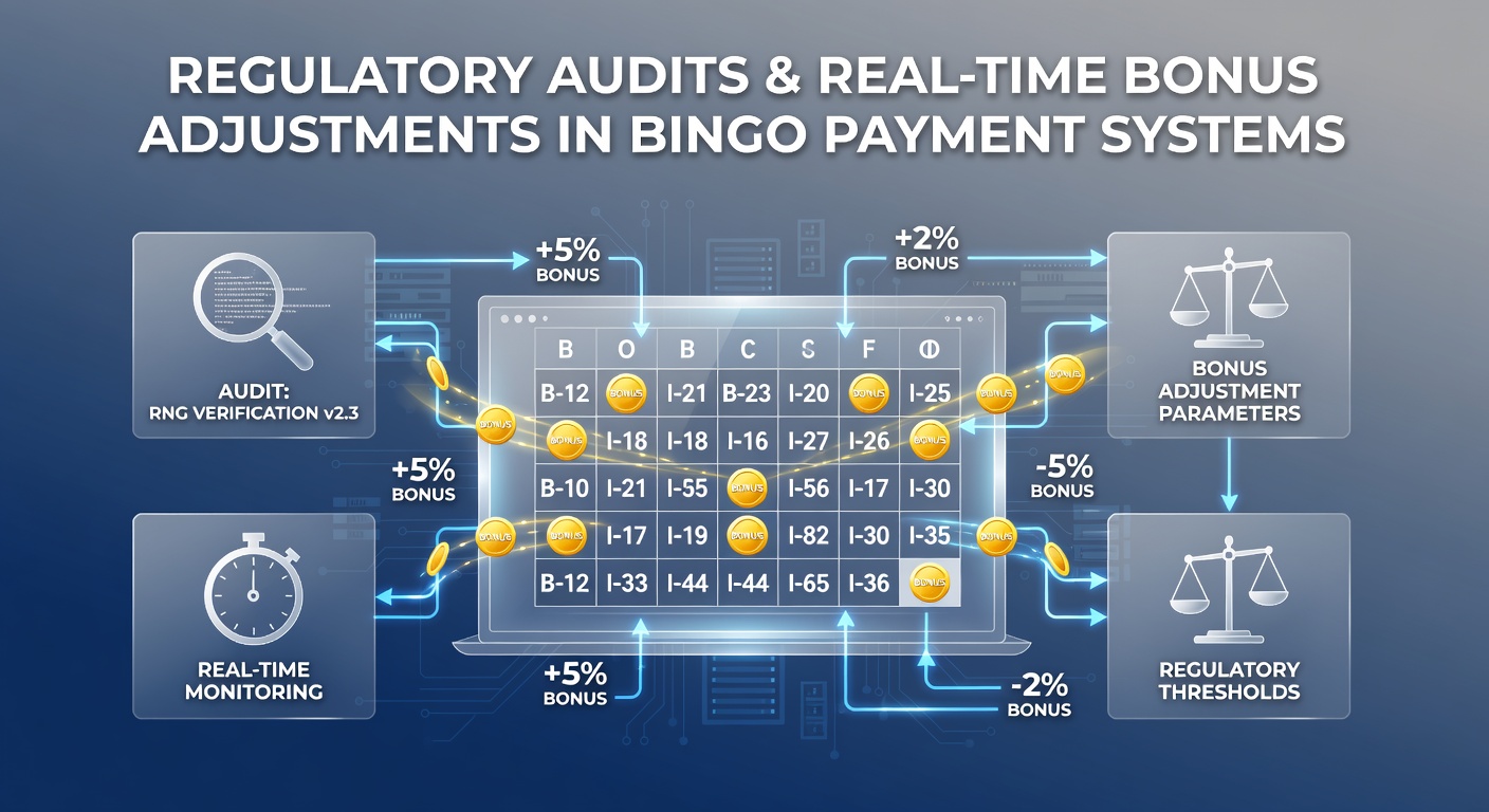 Regulatory audit team reviewing bingo payment system interfaces during a compliance check