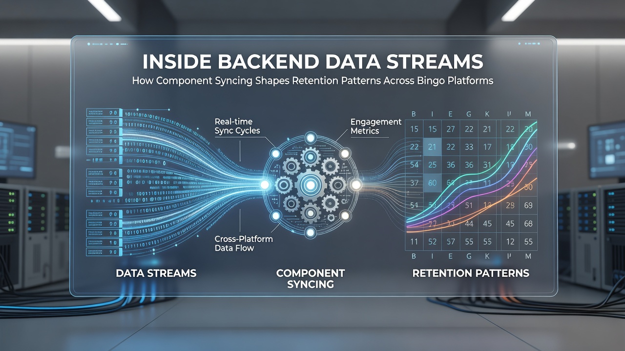 Data flow diagram illustrating how synced components influence retention metrics in bingo networks