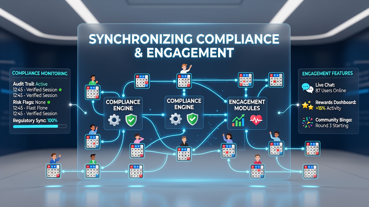 Bingo platform network dashboard showing integrated compliance and player engagement metrics