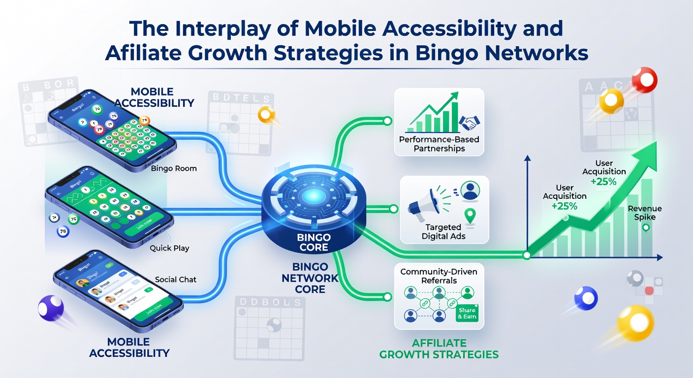 Affiliate dashboard displaying bingo network performance metrics on a tablet device with mobile optimization highlights