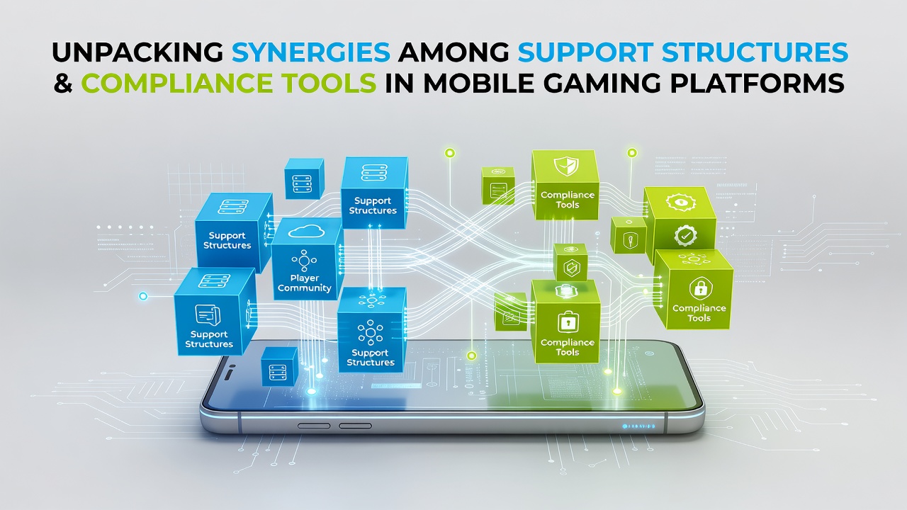 Mobile gaming platform dashboard showing integrated support and compliance interfaces